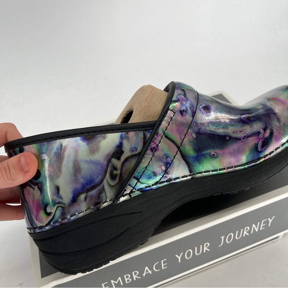 NWT Dansko Iridescent Silver Pearl Women's Clogs multi size - Picture 3 of 9